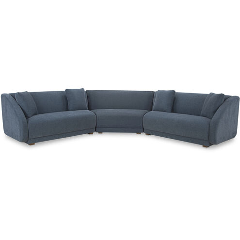 Fraser Blue Modular Sectional with Wedge Slipper, 3 Piece