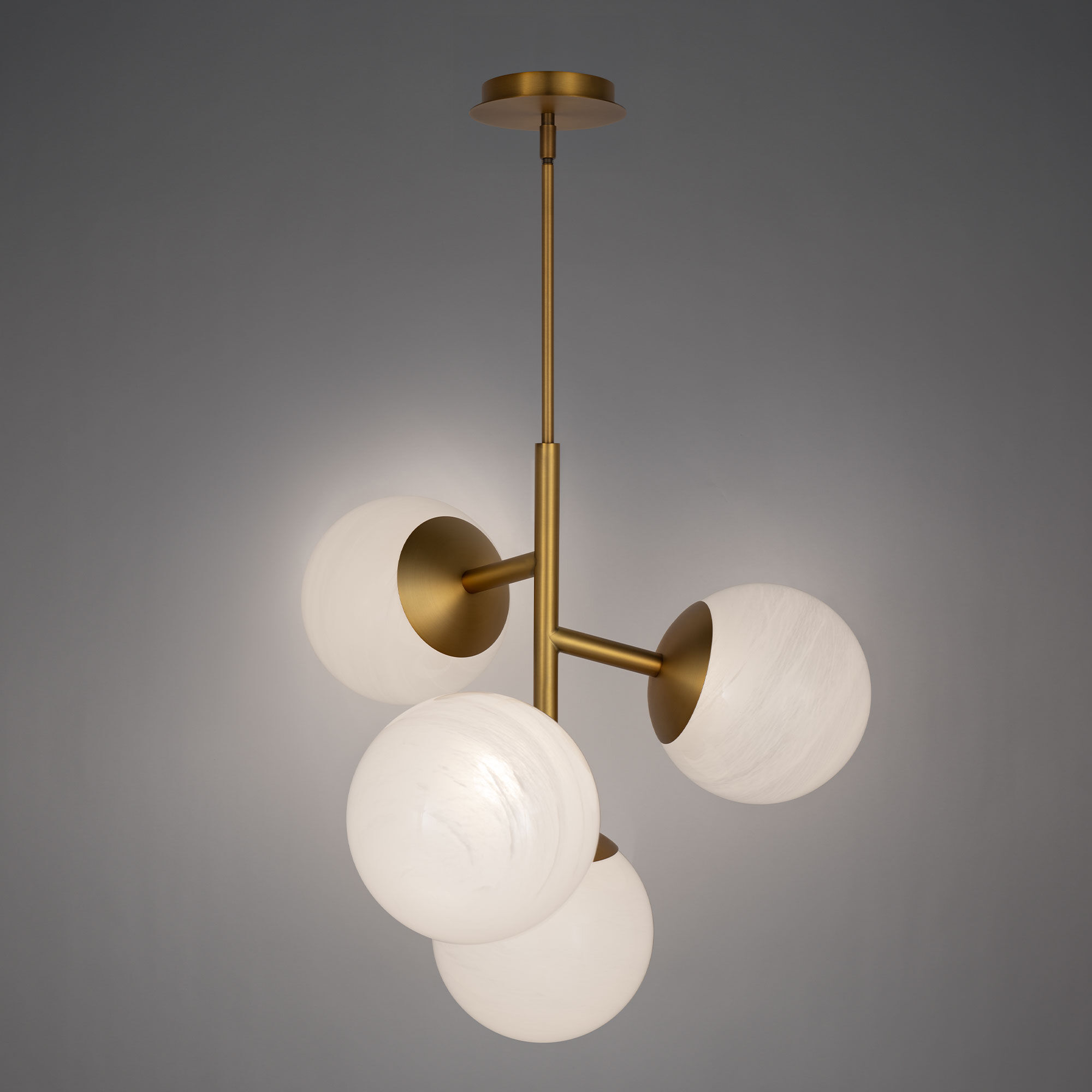 Quatrro LED 26.75 inch Aged Brass Pendant Ceiling Light in 3000K, dweLED
