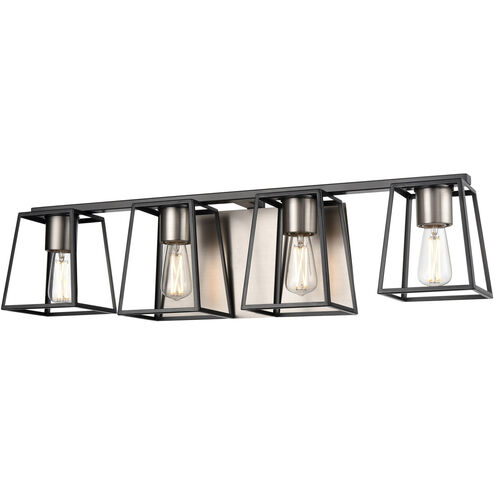 Cape Breton 4 Light 29 inch Buffed Nickel and Graphite Vanity Light Wall Light