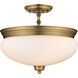 Amon 3 Light 15 inch Heritage Brass Semi Flush Mount Ceiling Light in 5.75