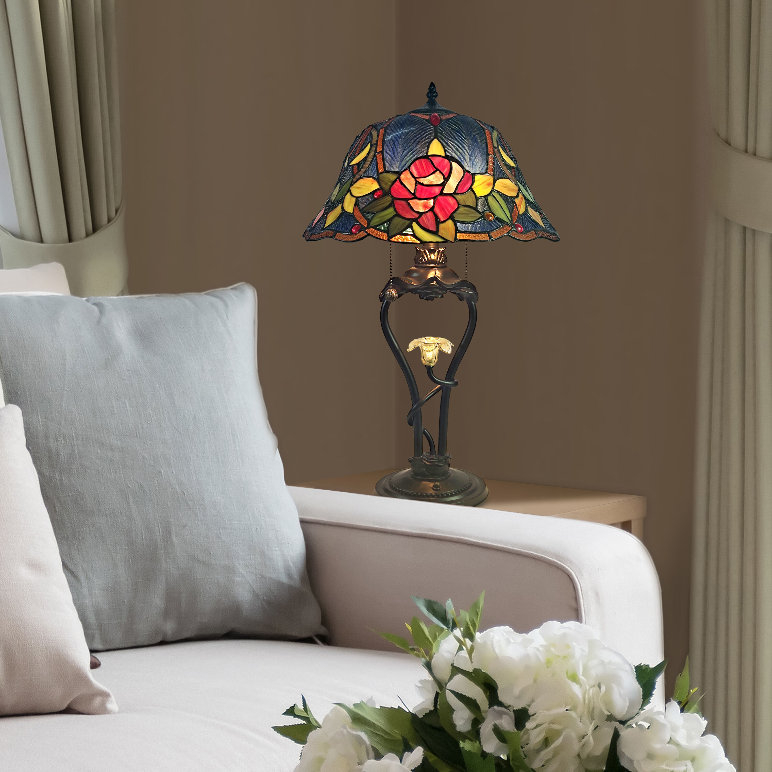 Blue floral lamp on sale