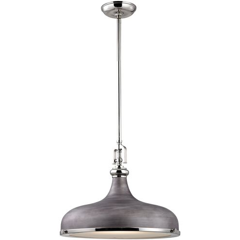Rutherford 1 Light 18 inch Weathered Zinc with Polished Nickel Pendant Ceiling Light