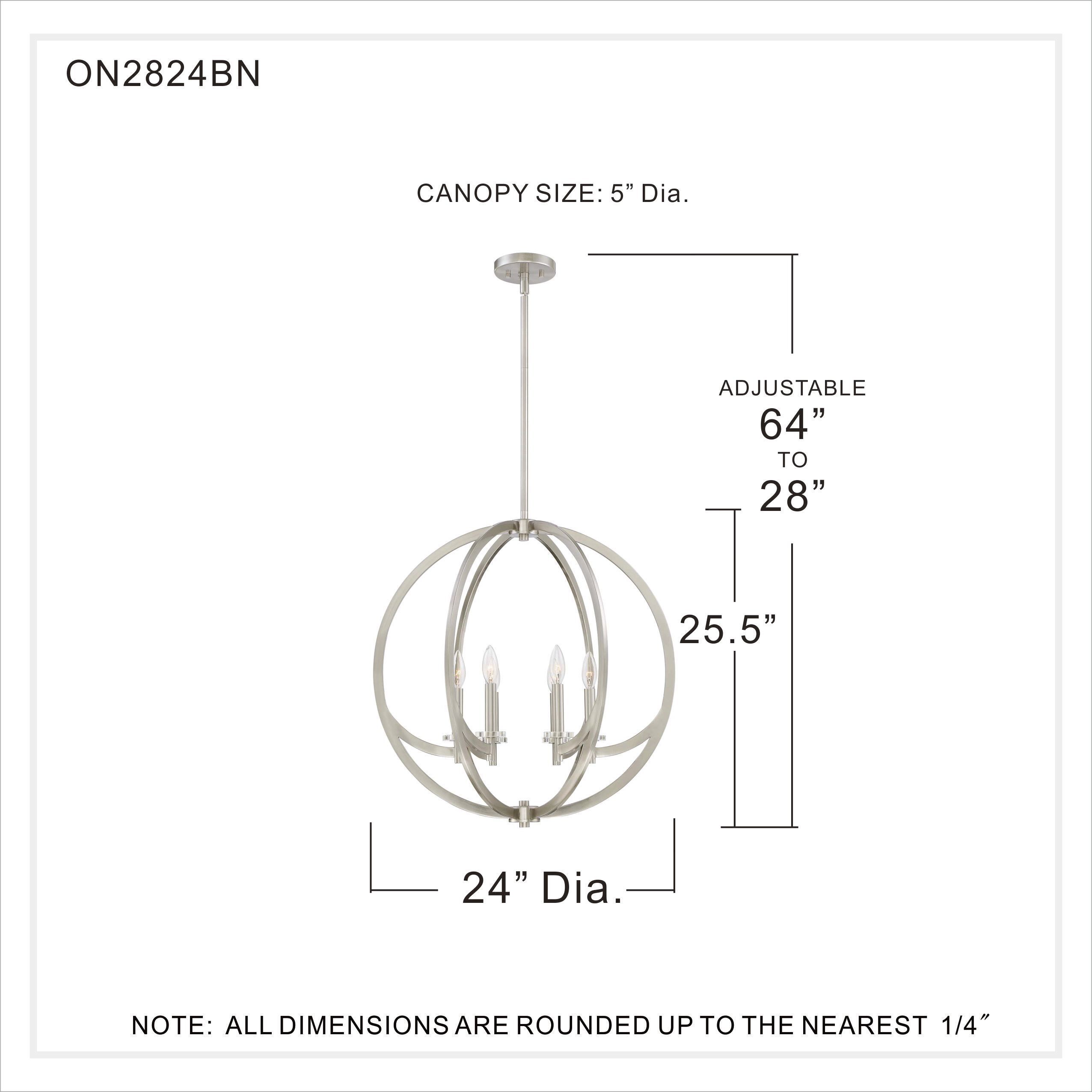 Orion 6 Light 24 inch Brushed Nickel Foyer Pendant Ceiling Light