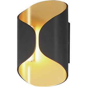 Folio LED 9.75 inch Black with Gold Outdoor Wall Mount