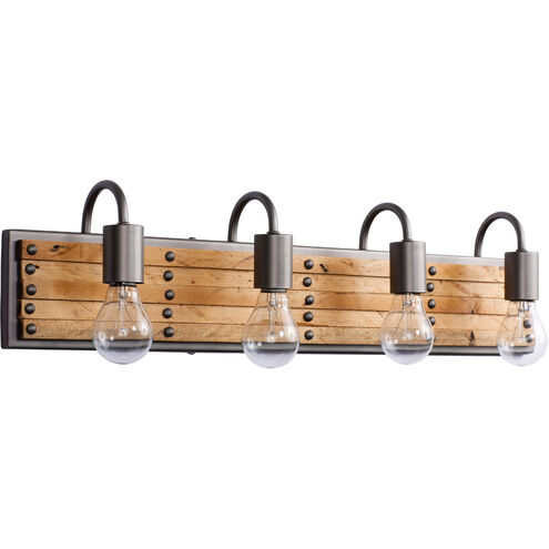 Ella Jane 4 Light 28 inch New Bronze and Honey Wood Bath Vanity Light Wall Light