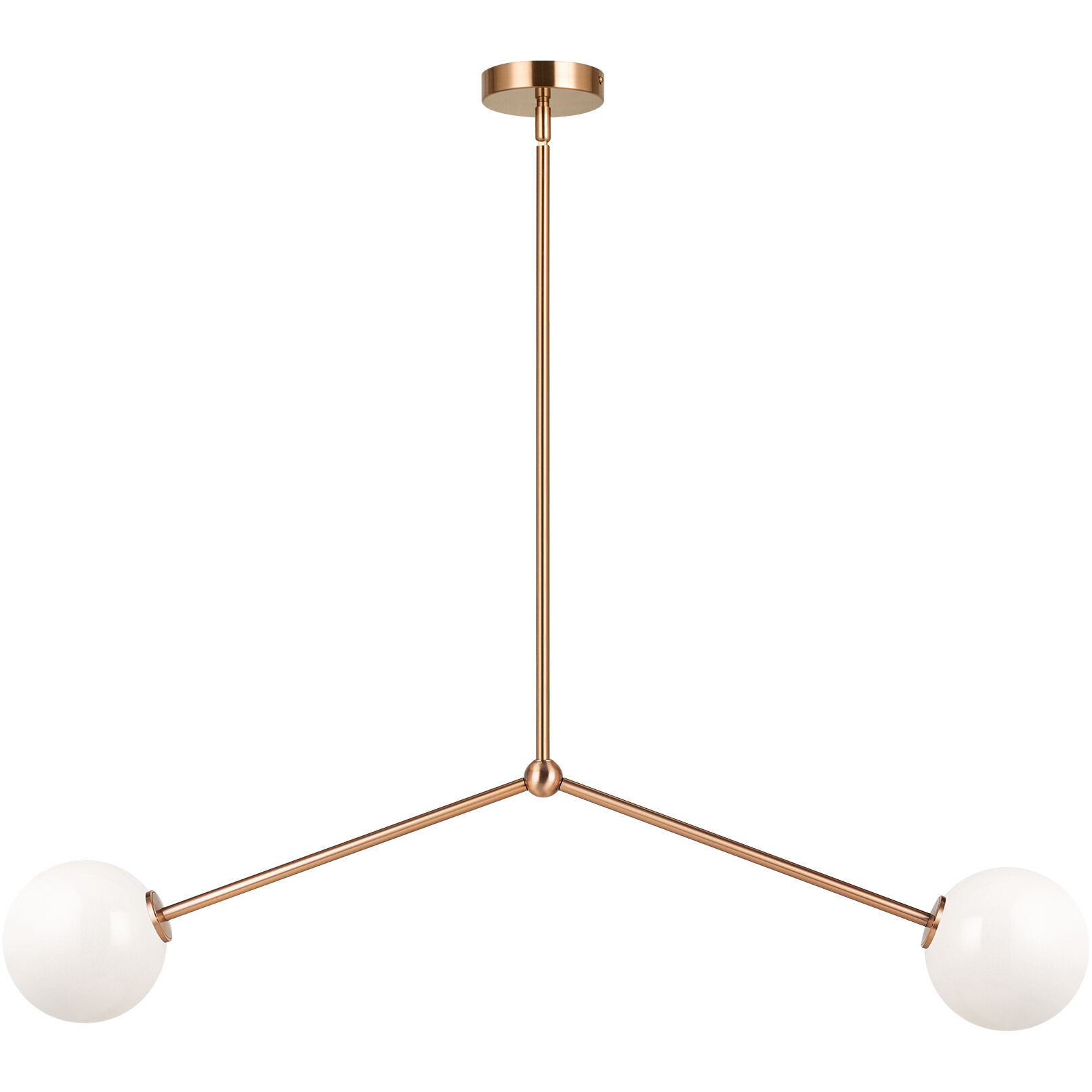 Novo 2 Light 39.5 inch Aged Gold Brass Pendant Ceiling Light in Aged Gold Brass and Opal Glass