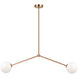 Novo 2 Light 39.5 inch Aged Gold Brass Pendant Ceiling Light in Aged Gold Brass and Opal Glass