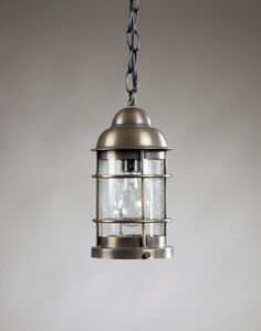 Nautical 1 Light 6 inch Dark Antique Brass Hanging Lantern Ceiling Light in Frosted Glass