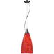 Pendaglio 1 Light 9 inch Satin Nickel with Red Mini Pendant Ceiling Light