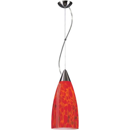 Pendaglio 1 Light 9 inch Satin Nickel with Red Mini Pendant Ceiling Light
