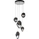 Chrysalis 5 Light 15.7 inch White Pendant Ceiling Light in Black Crystal, Long Pipe