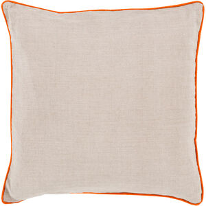Linen Piped 20 inch Ivory, Bright Orange Pillow Kit