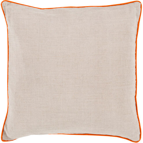 Linen Piped 20 inch Ivory, Bright Orange Pillow Kit