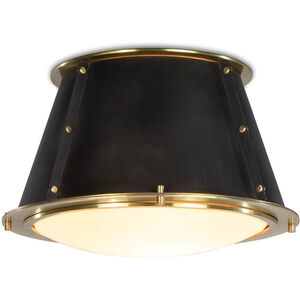 French Maid Flush Mount Ceiling Light in Blackened Brass and Natural Brass