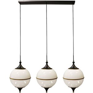 Benedict 9 Light 15.25 inch Milk White and Brass with Black Pendant Ceiling Light