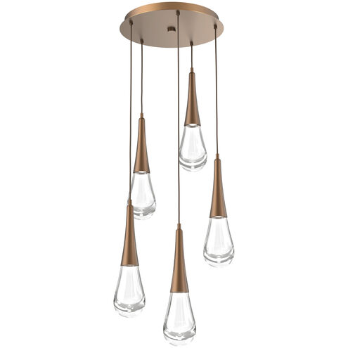 Rain Drop LED 19.3 inch Burnished Bronze Chandelier Ceiling Light in 3000K LED, Multi-Port