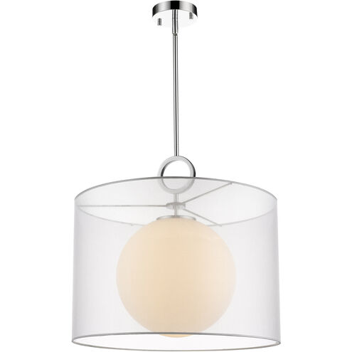 Arosia 1 Light 20 inch Chrome Pendant Ceiling Light in 9, White Fabric