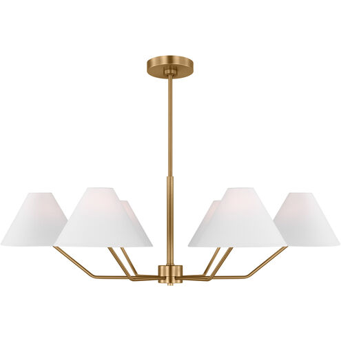 Drew & Jonathan Burke 6 Light 38 inch Satin Brass Chandelier Ceiling Light