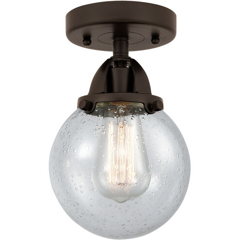 Nouveau 2 Beacon LED 6 inch Oil Rubbed Bronze Semi-Flush Mount Ceiling Light in Seedy Glass