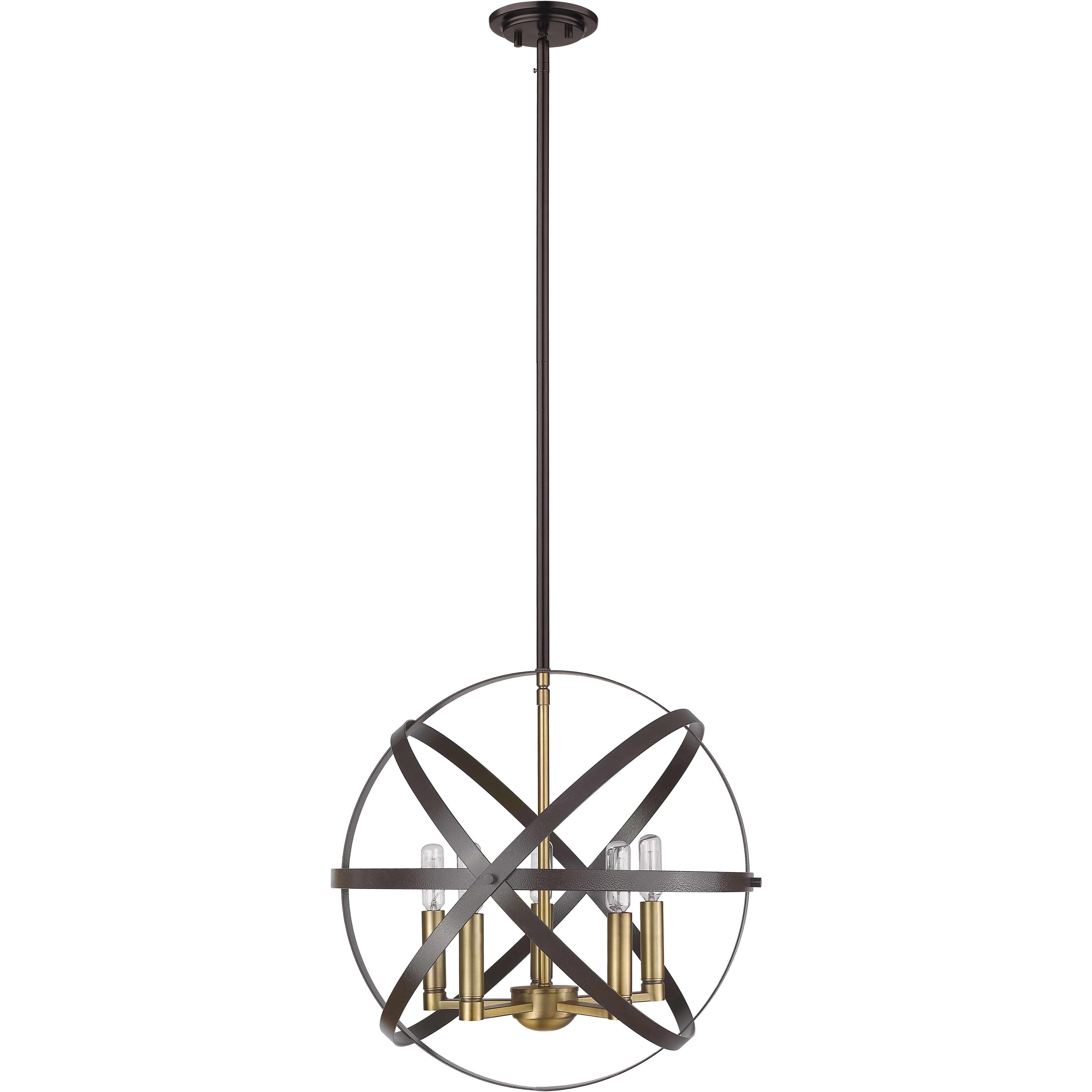 Cavallo 5 Light 18 inch Hammered Bronze and Olde Brass Pendant Ceiling Light
