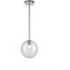 Courcelette 1 Light Chrome Pendant Ceiling Light in Clear Glass