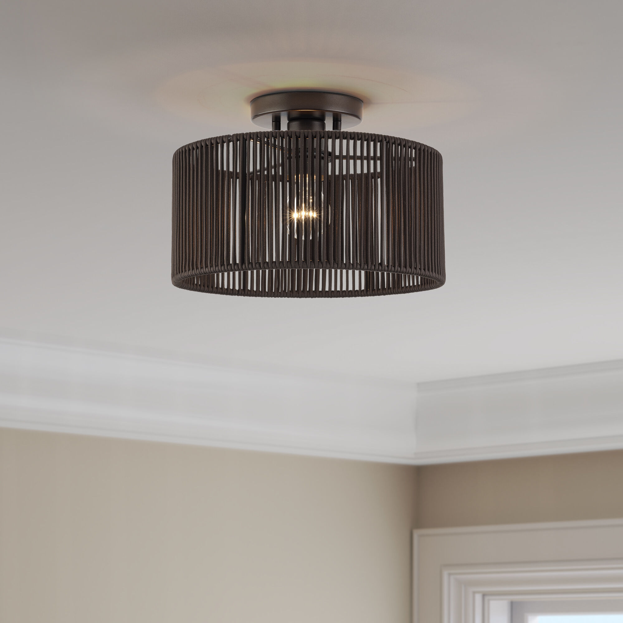 Acordia 1 Light 12 inch English Bronze Semi Flush Mount Ceiling Light, Medium