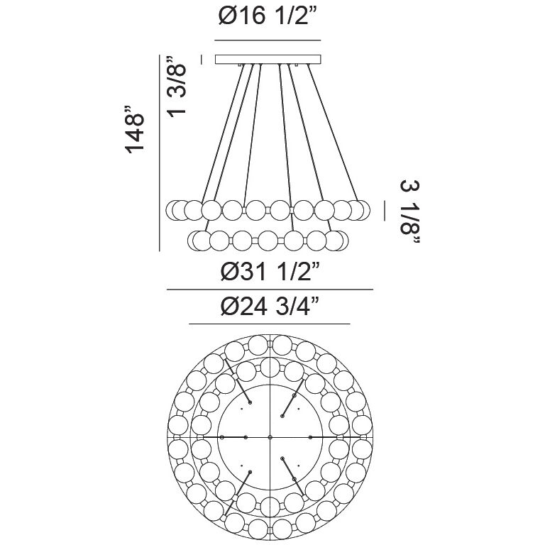 Oni LED 31.5 inch Oxidized Gold Pendant Ceiling Light