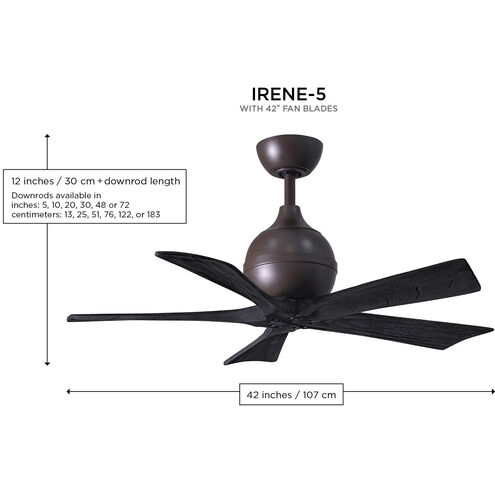 Atlas Irene-5 42 inch Textured Bronze with Barnwood Tone Blades Ceiling Fan in Barn Wood, Paddle Fan