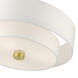 Meridian 3 Light 15 inch Satin Brass Semi Flush Ceiling Light