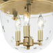 McLean 3 Light 14 inch Rubbed Brass Flush Mount Ceiling Light