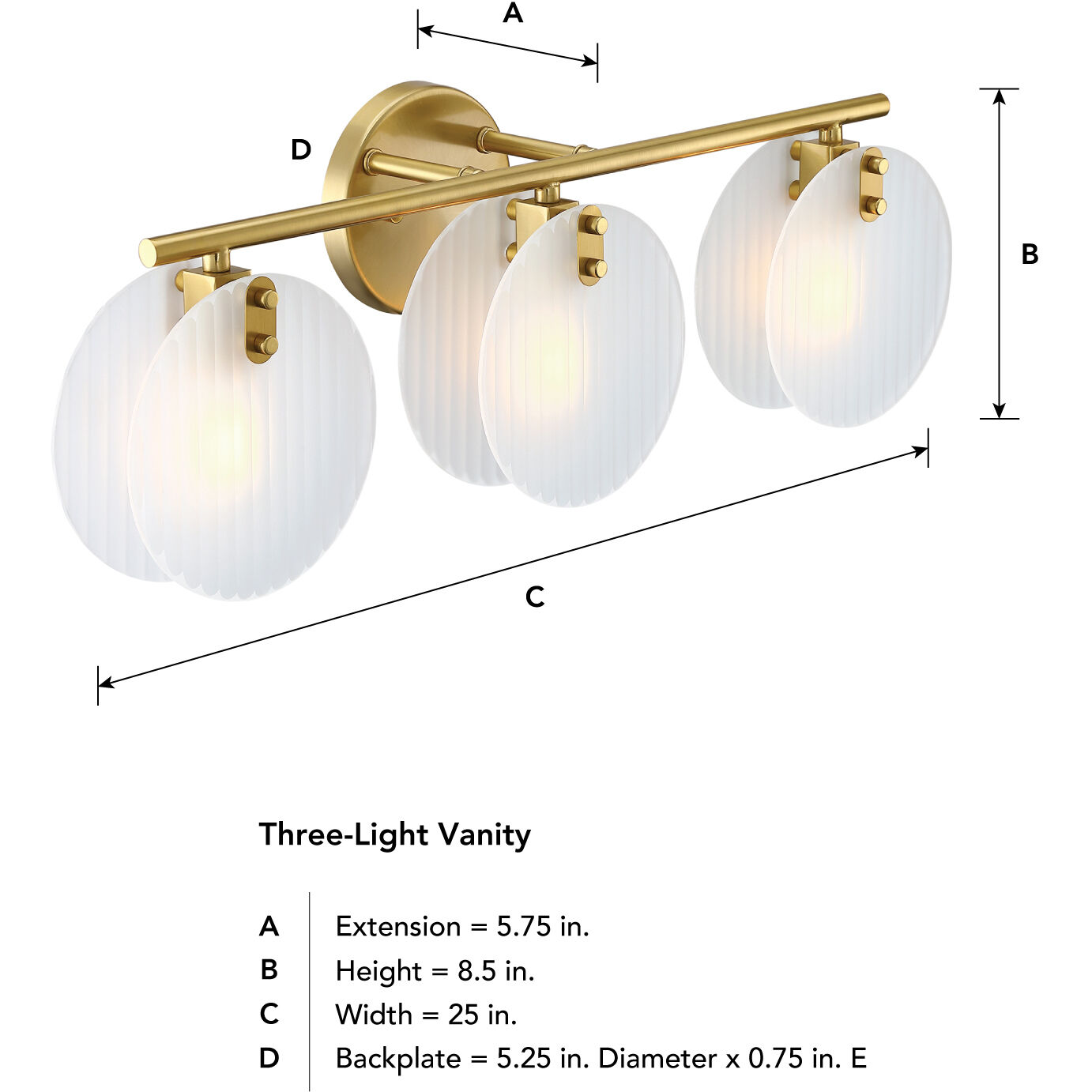 Sky Fall 3 Light 25 inch Brushed Gold Vanity Light Wall Light