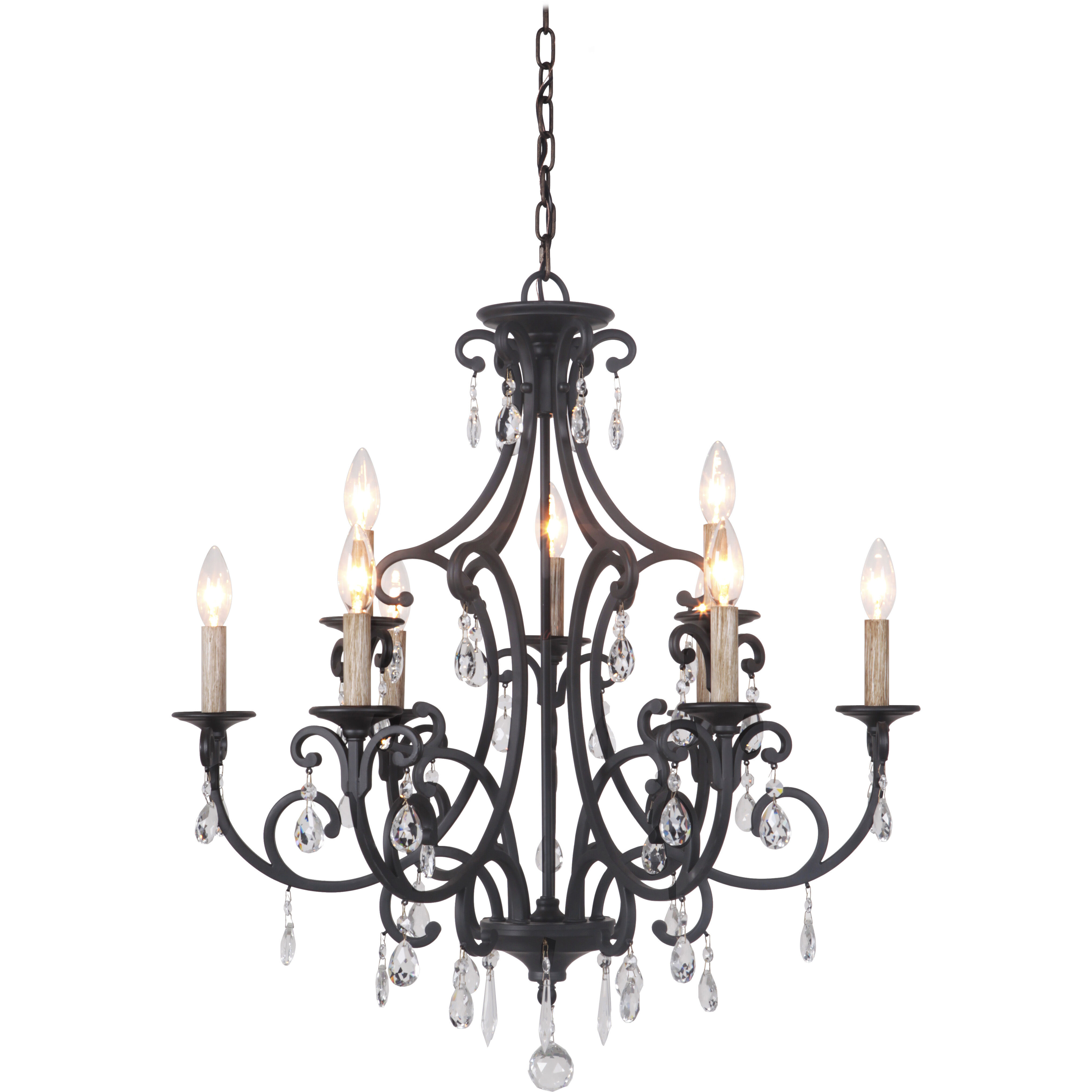 Bentley 9 Light 26.5 inch Matte Black Chandelier Ceiling Light