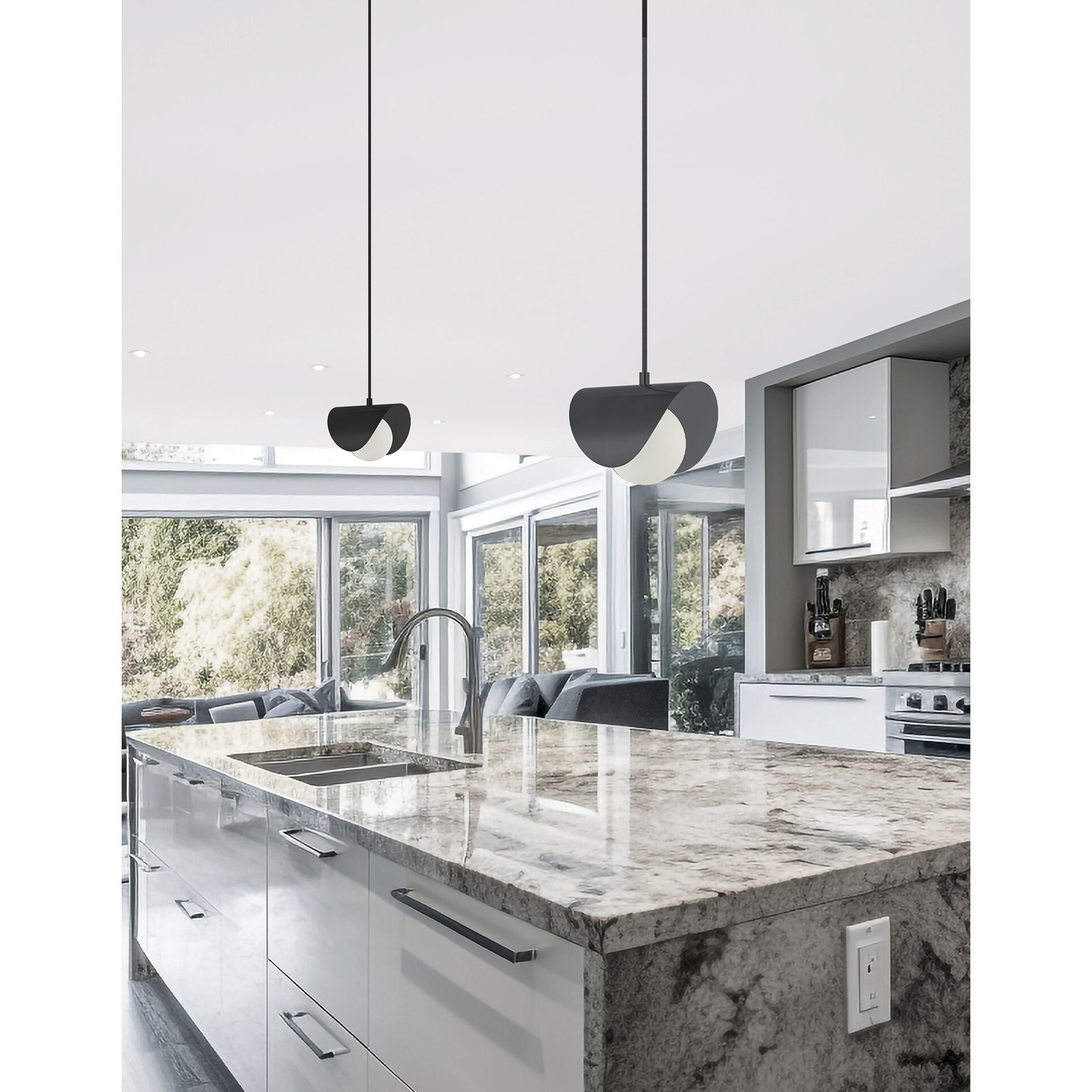 Cresent 1 Light 6.25 inch Matte Black Single Drop Pendant Ceiling Light