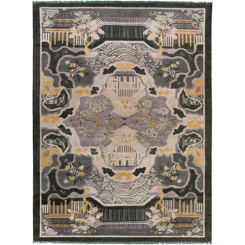 Geisha 132 X 96 inch Dark Green, Tan, Ivory, Mauve, Medium Gray Rug