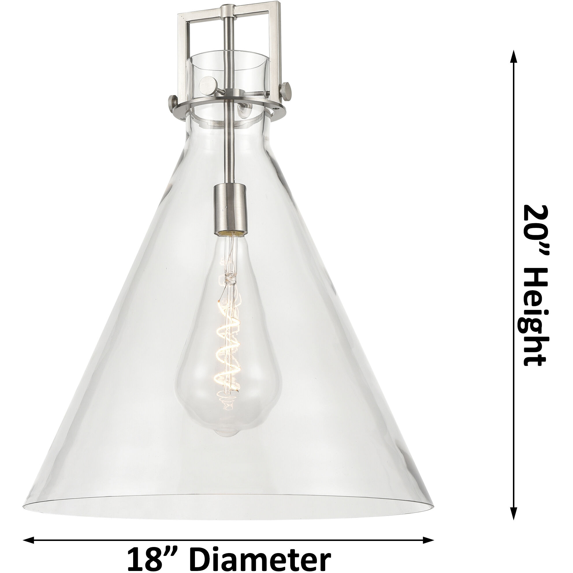 Newton Cone 1 Light 18 inch Satin Nickel Pendant Ceiling Light in Mercury Glass