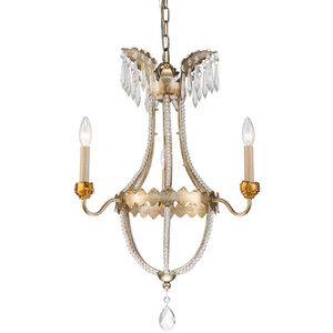 Louis 3 Light 20 inch Distressed Silver and Gold Chandelier Ceiling Light, Flambeau