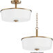 Fuller 3 Light 14.75 inch Natural Aged Brass Flush Mount Ceiling Light in White