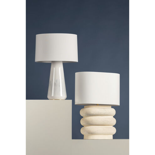 Ewing 25 inch 60.00 watt Aged Brass and Weathered Ivory Ceramic Table Lamp Portable Light