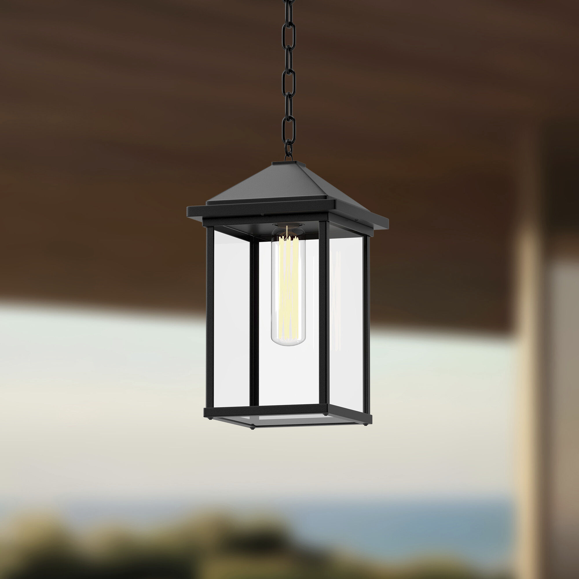Alora Mood Larchmont 1 Light 7.88 inch Clear Glass/Textured Black Exterior Pendant