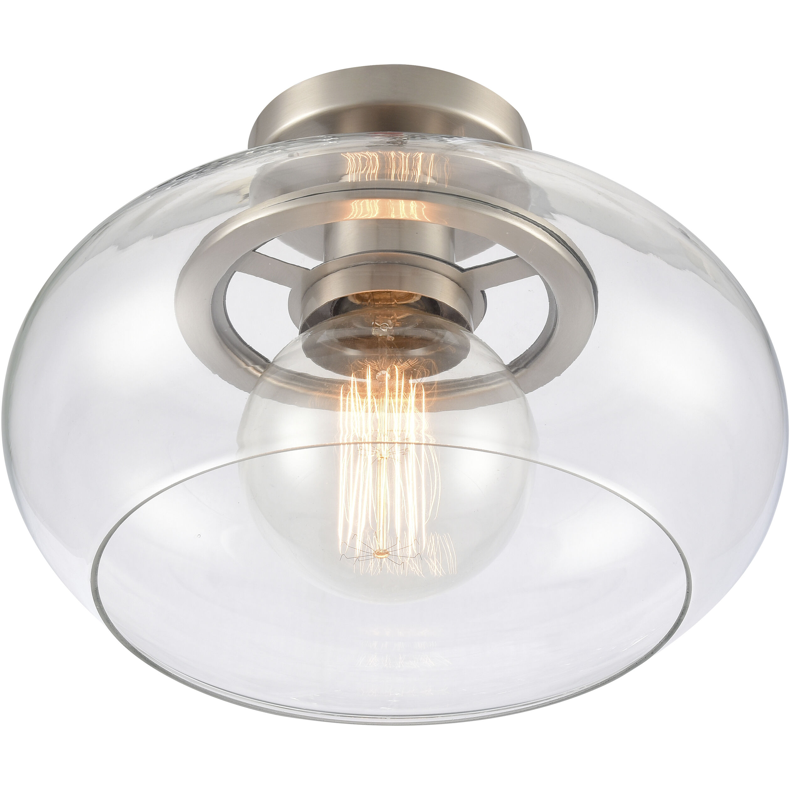 Clement 1 Light 13 inch Antique Nickel Semi Flush Mount Ceiling Light