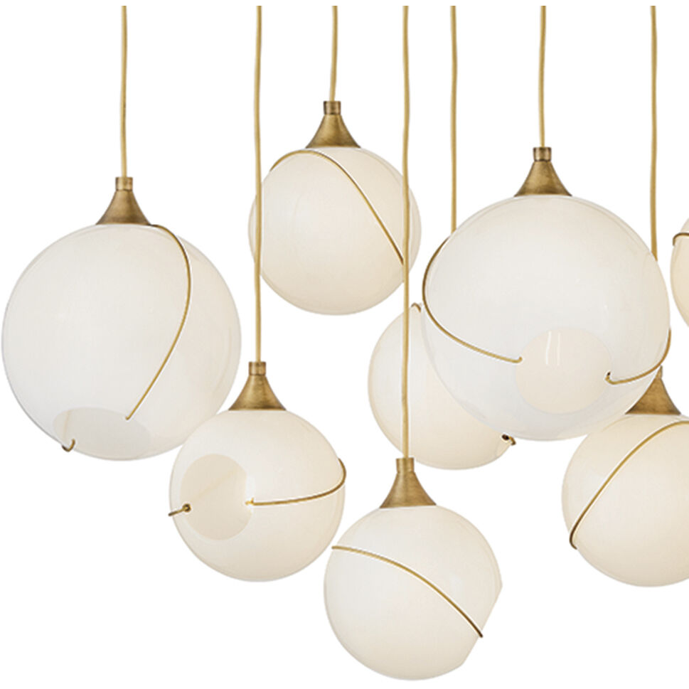 Lisa McDennon Skye 13 Light 60.25 inch Heritage Brass Linear Pendant Ceiling Light in Heritage Brass / Cased Opal