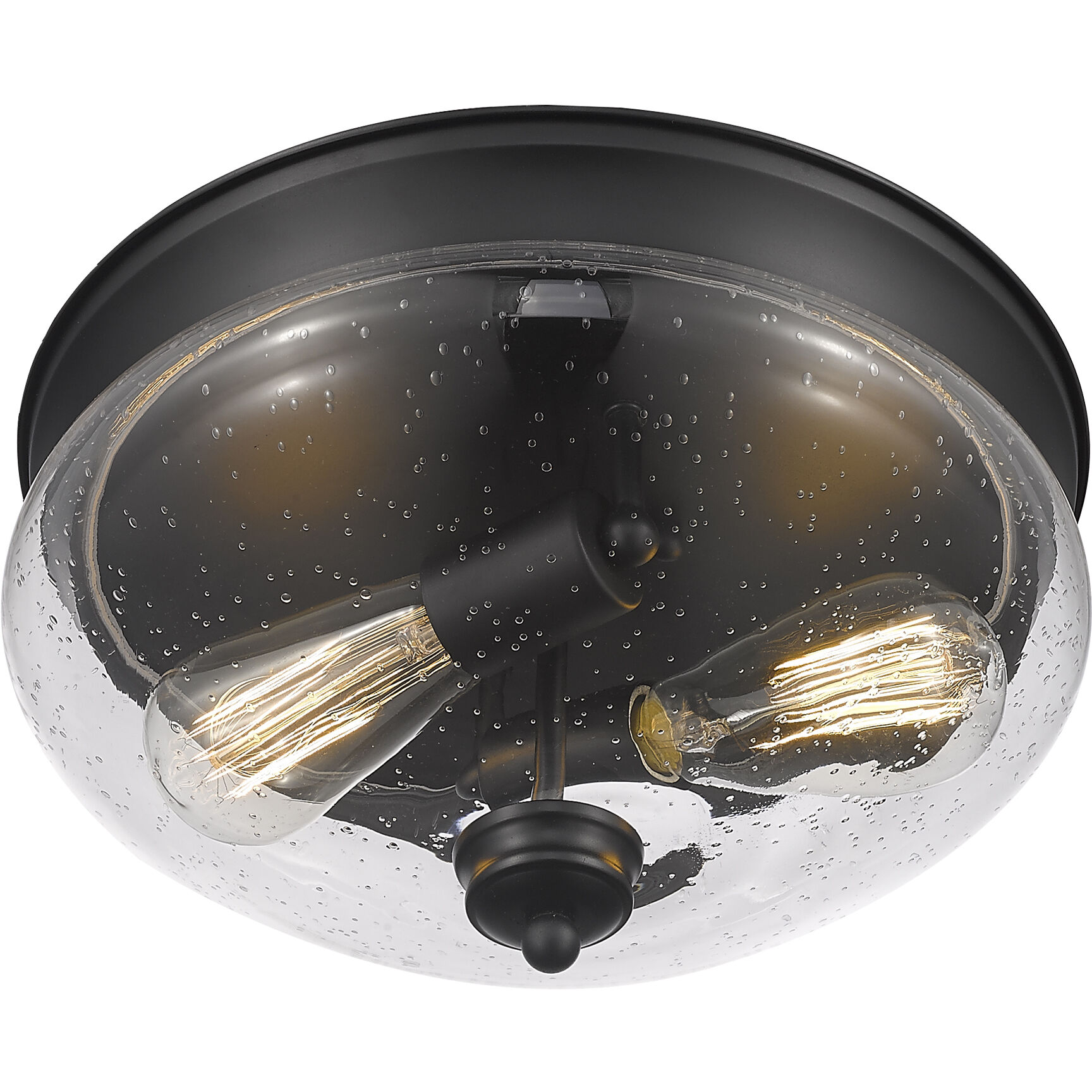 Amon 2 Light 13 inch Matte Black Flush Mount Ceiling Light in 4, Matte Opal Glass