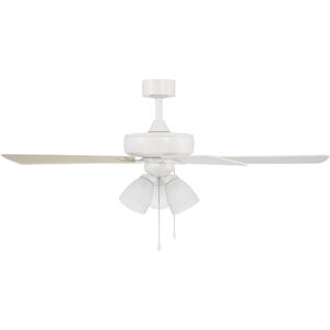 Stellant 52 inch Matte White with Reversible Matte White/Blonde Maple Blades Indoor/Outdoor Ceiling Fan