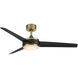 Mod 54 inch Soft Brass Matte Black with Matte Black Blades Downrod Ceiling Fans in Satin Brass Matte Black, Smart Fan