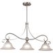 Brighton 3 Light 36 inch Brushed Nickel Linear Chandelier Ceiling Light