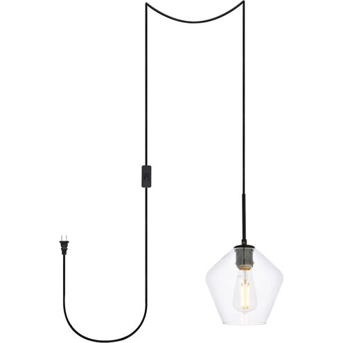 Gene 1 Light 8 inch Black Pendant Ceiling Light