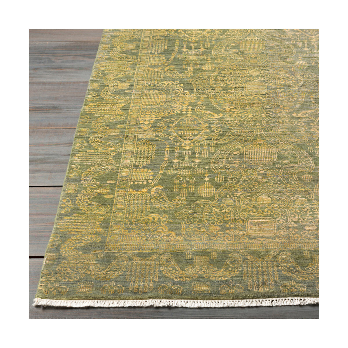 Palace 108 X 72 inch Brown and Yellow Area Rug, Wool