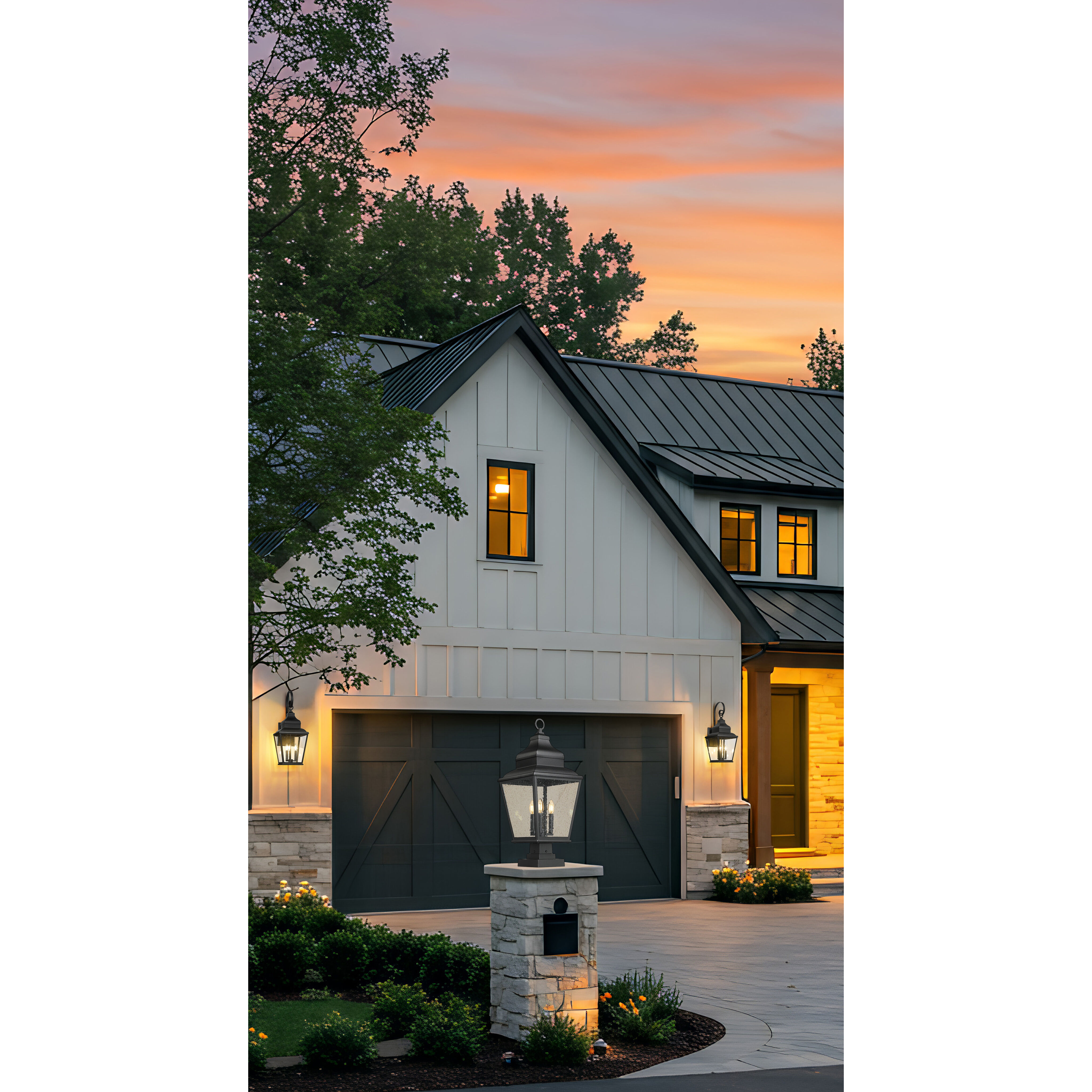 Raphael 3 Light 29.25 inch Sand Black Outdoor Pier Mounted Fixture