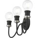 Lansdale 3 Light 19 inch Black with Brushed Nickel Accent Vanity Sconce Wall Light