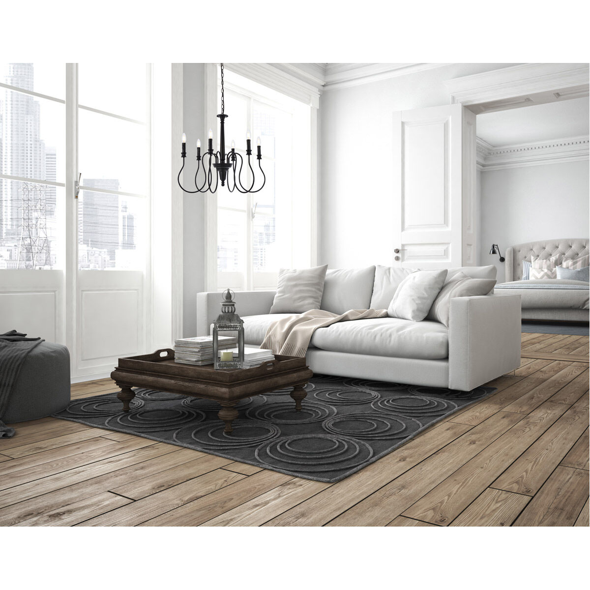 Flynx 6 Light 26 inch Black Pendant Ceiling Light